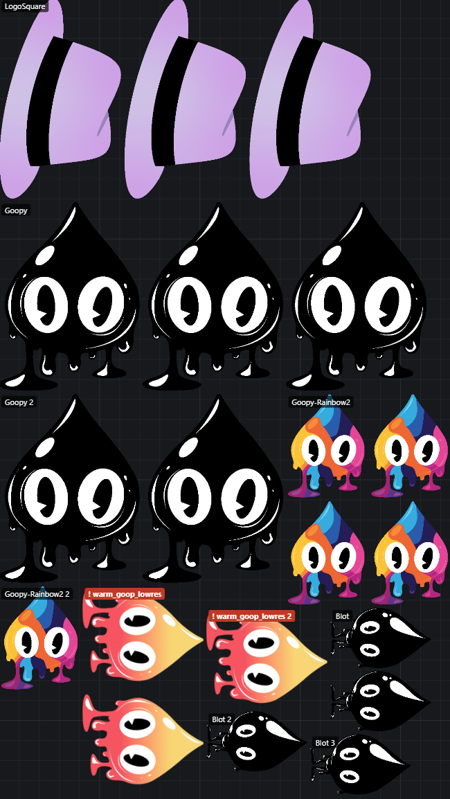 A customer's gang sheet in the SheetGangster builder: logos and characters packed onto one sheet